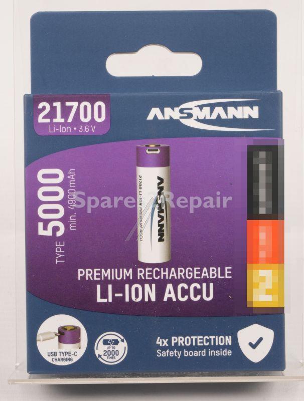 Ansmann Battery Consumer - 1308-0001 Li-ion Battery 21700 5000mah With Usb Type-c Charging Socket