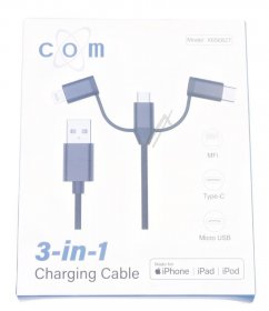 Compatible Usb-connector - Usb-a 3-in-1 Ladekabel Auf Usb-c Micro Usb Und Lightning – Mfi- 1m