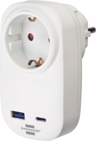 Brennenstuhl Socket Outlet Without Switch - 150821001 Steckdosensdapter Mit Usb C Power Delivery Zum Schnellladen (1x Usb C Power Delivery 20w 1x Usb A 18w)