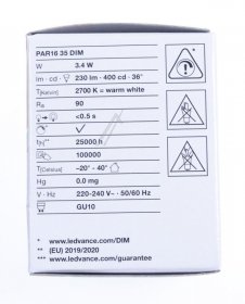 Ledvance Gu10 Led emitter - Led Par163536 D Led Par16 Dim P 3 4w 927 Gu10