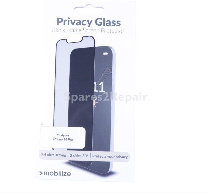Mobilize Display Protective Film - 57091 Mobilize Privacy Glass Display Protection Film - Black Frame - For Apple Iphone 15 Pro