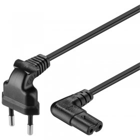 Euro Power Supply Cable - Euro Power Supply Cable, Angled, Black 10m