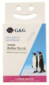 G&g Colour Cartridge - Alternative Ribbon For Tze-141, Black On Transparent