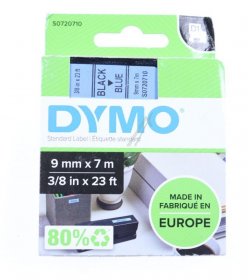 Dymo Colour Cartridge - S0720710 Label Tape Black On Blue 9mm 7m Dymo D1 Tape