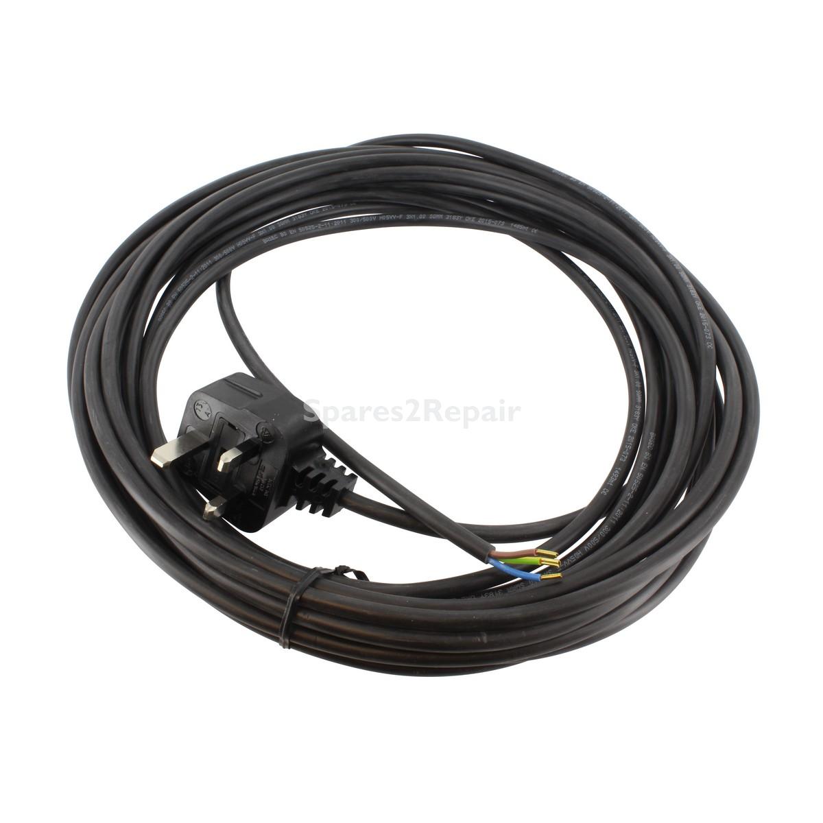 Universal Black Cable & 13A Plug Assembly (3-Core x 1.0mm, 10m)